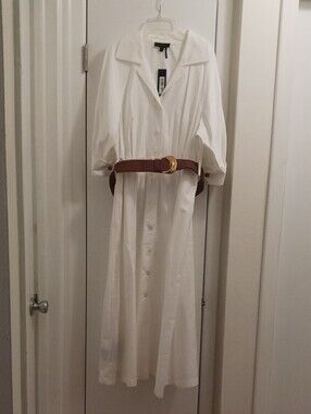 Donna Karan White Cotton Dress
